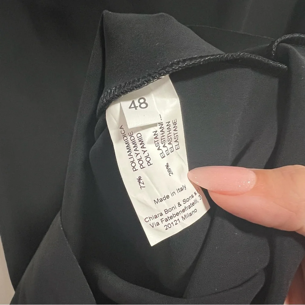 NEW NWT Chiara Boni La Petite Robe Floria Short Sleeve Illusion Midi Dress Black - Picture 10 of 11